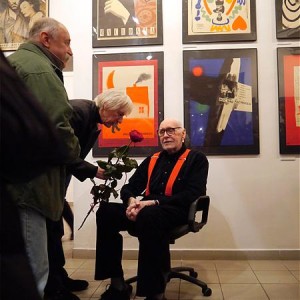 Wojciech Fangor na wernisażu w Galerii Test w 23.11.2011